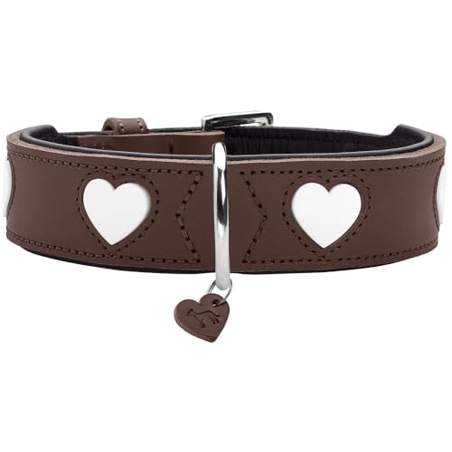 HUNTER Hundehalsband Love, Farbe: braun/schwarz, weiches, Robustes Rindsleder, einzeln eingenähte Herzen, handgefertigt, hoher, besonders anschmiegsam, Made in Germany, Größe 55 HUNTER Hundehalsband Love, Farbe: braun/schwarz, weiches, Robustes Rindsleder, einzeln eingenähte Herzen, handgefertigt, hoher, besonders anschmiegsam, Made in Germany, Größe 55 von HUNTER