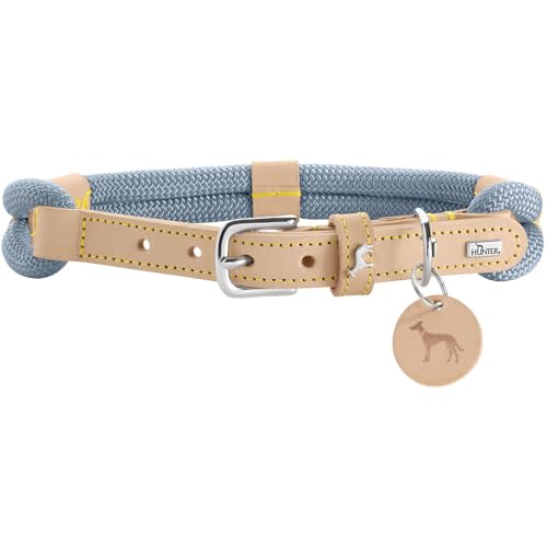 HUNTER Hundehalsband Malia, Farbe: taubenblau/Natur, aus geschmeidigem Tau & robustem Leder, leicht, strapazierfähig, moderner & eleganter Look, frische Farben, Made in Germany, Größe: 50 HUNTER Hundehalsband Malia, Farbe: taubenblau/Natur, aus geschmeidigem Tau & robustem Leder, leicht, strapazierfähig, moderner & eleganter Look, frische Farben, Made in Germany, Größe: 50 von HUNTER