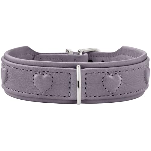 HUNTER Hundehalsband SOHO X Love, Farbe: Flieder-grau, Rindsleder, weich & geschmeidig, gepolstert & fellschonend, eingenähte Herzen, leicht, für kleine Hunde & Welpen, Made in Germany, Größe: 42 HUNTER Hundehalsband SOHO X Love, Farbe: Flieder-grau, Rindsleder, weich & geschmeidig, gepolstert & fellschonend, eingenähte Herzen, leicht, für kleine Hunde & Welpen, Made in Germany, Größe: 42 von HUNTER
