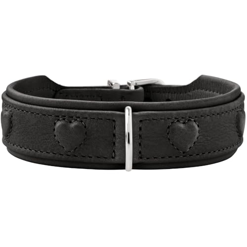 HUNTER Hundehalsband SOHO X Love, Farbe: schwarz, Rindsleder, weich & geschmeidig, gepolstert & fellschonend, eingenähte Herzen, leicht, für kleine Hunde & Welpen, Made in Germany, Größe: 32 HUNTER Hundehalsband SOHO X Love, Farbe: schwarz, Rindsleder, weich & geschmeidig, gepolstert & fellschonend, eingenähte Herzen, leicht, für kleine Hunde & Welpen, Made in Germany, Größe: 32 von HUNTER