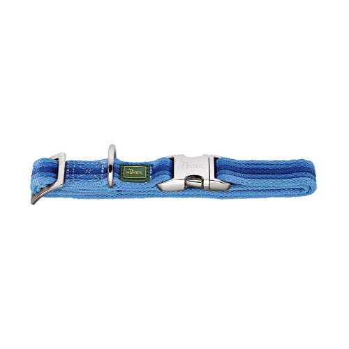 HUNTER DAVAO ALU-STRONG Halsung, Halsband für Hunde, Nylon, Aluminium Steckverschluss, Streifen, L, blau von HUNTER