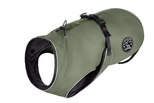 HUNTER Hundemantel Uppsala, Farbe: Khaki, 2in1 Design mit herausknüpfbarem Innenfutter, wasserabweisend, reflektierende Paspeln, geschlossene Bauchseite, optimaler Sitz, Größe: 45 von HUNTER