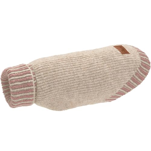 HUNTER Hundepullover Odense, Strickpullover für Hunde, weich & elastisch, mit hohem Kragen, Partnerlook mit Mütze, waschbar, Farbe: Creme/rosa, Größe: 25 von HUNTER