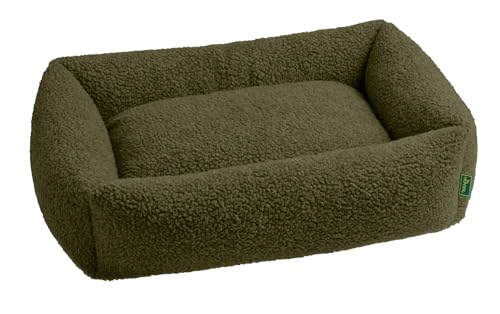 HUNTER Hundesofa KUMARA, Farbe: Khaki, kuschelig weicher Teddyplüsch, Rutschhemmende Unterseite, wendbares Innenkissen, trendig, großzügige Füllung, Bezug maschinenwaschbar, Größe: 100 x 70 cm von HUNTER