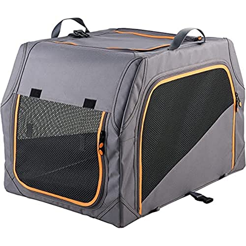 HUNTER Hundetransportbox mit Aluminium-Gestell, Autobox, zusammenklappbar, 106 x 71 x 69 cm, anthrazit/orange von HUNTER