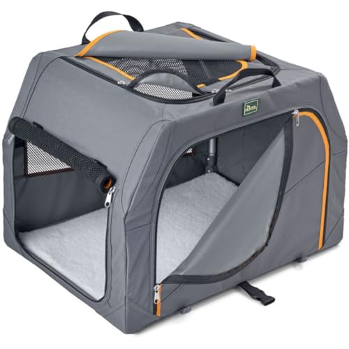 HUNTER Hundetransportbox mit Aluminium-Gestell, Autobox, zusammenklappbar, 76 x 51 x 48 cm, anthrazit/orange von HUNTER