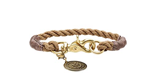 HUNTER List Halsung, Halsband für Hunde, Tau, Seil, Messing-Karabiner, Maritim, Beige, S-M von HUNTER