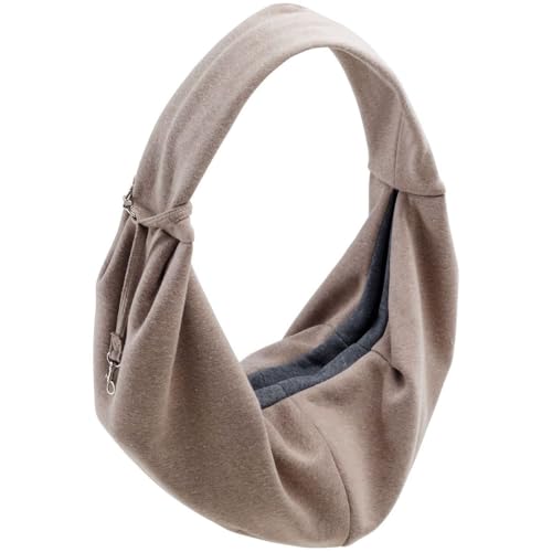 HUNTER Tragebeutel LOS ANGELES, Farbe: taupe/grau, für Welpen, kleine Hunde & Katzen bis 8 kg, ergonomische Form, mit Karabiner, weiches Baumwoll-Polyester-Gewebe, waschbar, Größe: 60 x 30 cm von HUNTER