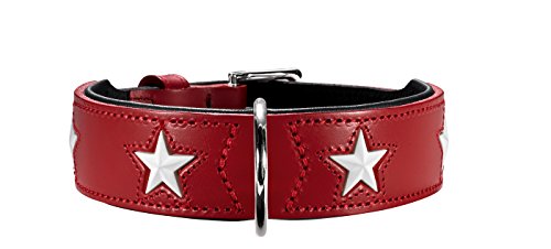 HUNTER MAGIC STAR Hundehalsband, mit Sternen, Leder, weich, 50 (S-M), schwarz von HUNTER