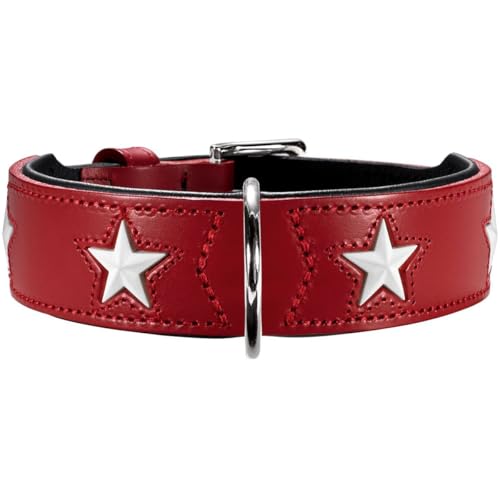 HUNTER MAGIC STAR Hundehalsband, mit Sternen, Leder, weich, 55 (M), rot von HUNTER