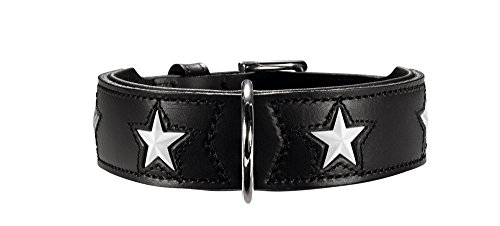 HUNTER MAGIC STAR Hundehalsband, mit Sternen, Leder, weich, 60 (M-L), schwarz von HUNTER