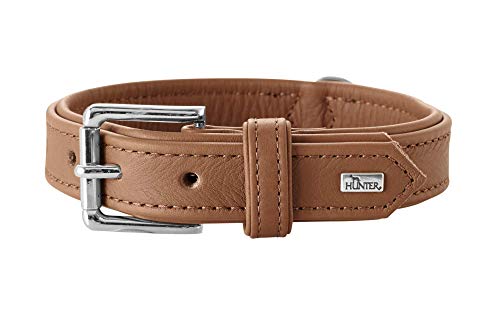 HUNTER MANITOBA Hundehalsband, Leder, Nappa, weich, geschmeidig, 55 (M), cognac von HUNTER
