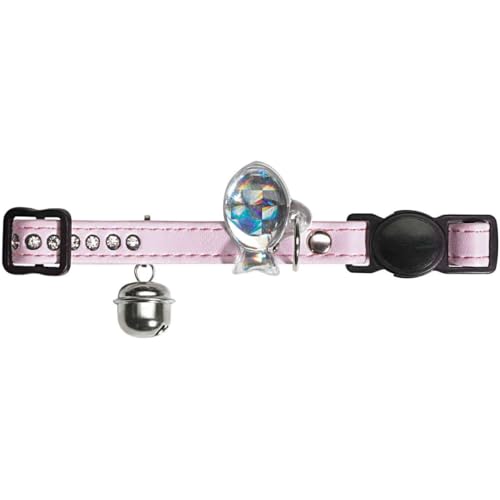 HUNTER MODERN ART LUXUS Katzenhalsband, Kunstleder, Strasssteine, Sicherheitsverschluss, rosa von HUNTER