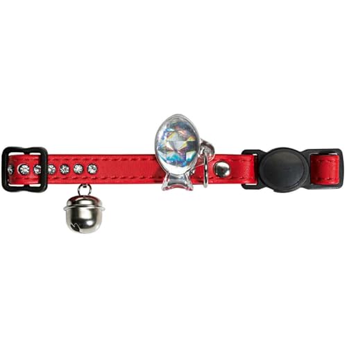 HUNTER MODERN ART LUXUS Katzenhalsband, Kunstleder, Strasssteine, Sicherheitsverschluss, rot von HUNTER