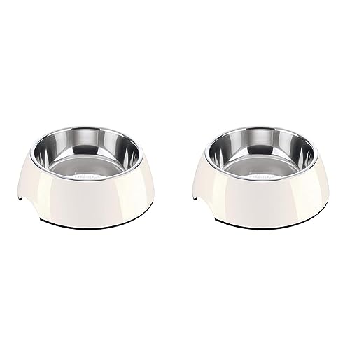 HUNTER Melamin-Napf, mit Edelstahlnapf, 350 ml, weiß (Packung mit 2) von HUNTER