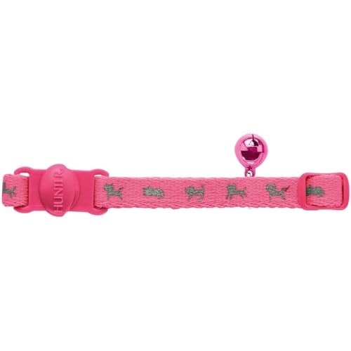 HUNTER NEON Katzenhalsband, Nylon, reflektierend, Sicherheitsverschluss, Glöckchen, pink von HUNTER