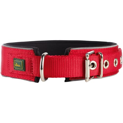 HUNTER NEOPREN REFLECT Hundehalsband, Nylon, Neopren gepolstert, reflektierend, 55 (M-L), rot/schwarz von HUNTER
