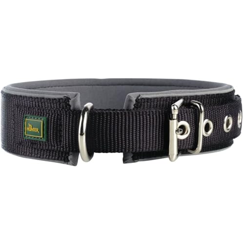 HUNTER NEOPREN REFLECT Hundehalsband, Nylon, Neopren gepolstert, reflektierend, 60 (L), schwarz/grau von HUNTER