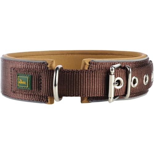 HUNTER NEOPREN REFLECT Hundehalsband, Nylon, Neopren gepolstert, reflektierend, 70 (XL), braun/karamell von HUNTER