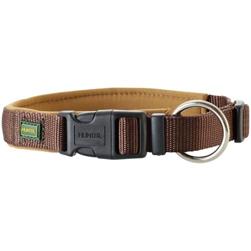 HUNTER NEOPREN VARIO PLUS Halsung, Hundehalsband, Nylon, mit Neopren gepolstert, 40-45 (M), braun/karamell von HUNTER