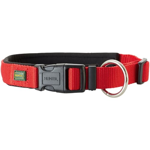 HUNTER NEOPREN VARIO PLUS Halsung, Hundehalsband, Nylon, mit Neopren gepolstert, 65/2,5 (XL), rot/schwarz von HUNTER