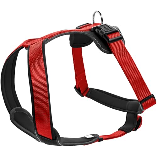 HUNTER NEOPREN Hundegeschirr, Nylon, gepolstert mit Neopren, S 42 - 53 cm, rot/schwarz von HUNTER