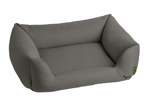HUNTER Orthopädisches Hundesofa LIVO, Farbe: grau, für Hunde mit Gelenk- und Rückenproblemen, mit Memoryschaum-Flocken, weich, elegant, Rutschhemmende Unterseite, Made in Europe, Größe: M von HUNTER