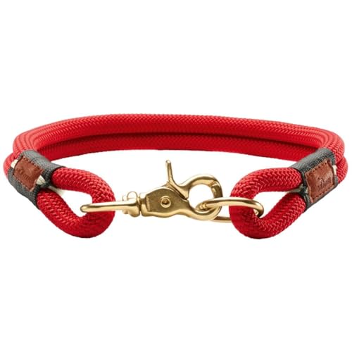 HUNTER Oss Halsung, Halsband für Hunde, Tau, Seil, Messing-Karabiner, Maritim, Rot, M-L von HUNTER
