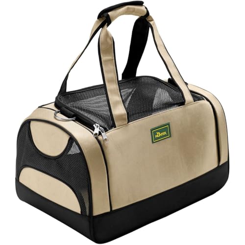 HUNTER Portland Tragetasche für kleine Hunde und Katzen, 40 x 25 x 25 cm, beige/schwarz von HUNTER