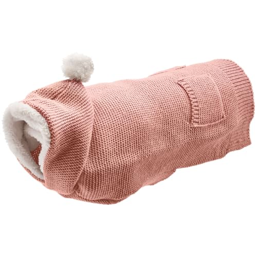 HUNTER Hundepullover RÖGLA, Farbe: rosa, leichter Strickpullover mit Plüsch-Kapuze, weich & elastisch, liebevolle Details, natürlicher Bewegungsablauf, hoher Tragekomfort, waschbar bei 30°C, Größe: 30 von HUNTER