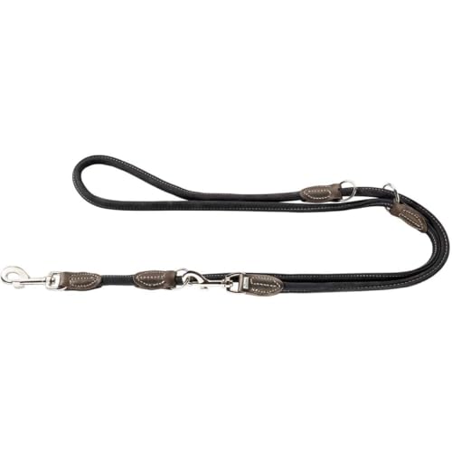 HUNTER Round and Soft Hunting Verstellbare Führleine für Hunde, rund, Leder, weich, robust, 1,0 x 200 cm, schwarz von HUNTER