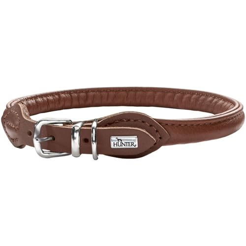 HUNTER Round & Soft Hundehalsband, Leder, Nappa, rundgenäht, weich, 35 (SX-S), braun von HUNTER