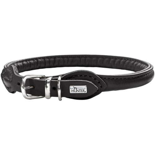 HUNTER Round & Soft Hundehalsband, Leder, Nappa, rundgenäht, weich, 40 (S), schwarz von HUNTER