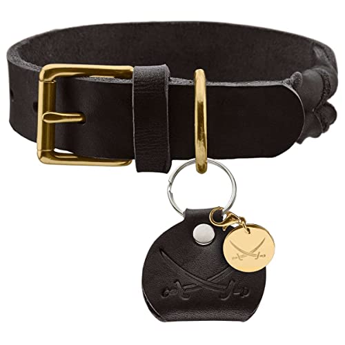 HUNTER SANSIBAR SOLID Hundehalsband, Leder, strapazierfähig, griffig, geflochten, 60 (M-L), schwarz von HUNTER