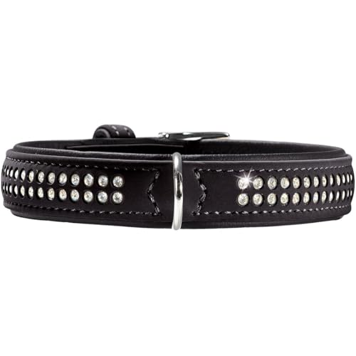 HUNTER SOFTIE DELUXE Hundehalsband, Kunstleder, glitzernde Strasssteine, 40 (XS-S), schwarz von HUNTER