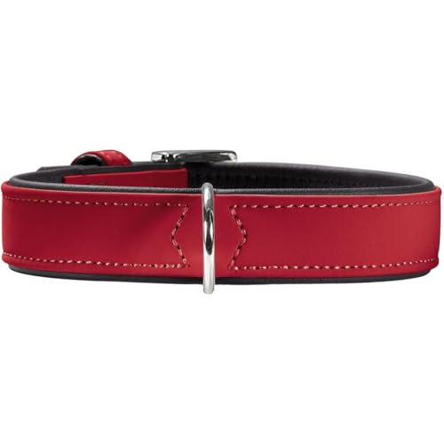 HUNTER SOFTIE Hundehalsband, Kunstleder, samtig, pflegeleicht, 45 (S-M), rot von HUNTER