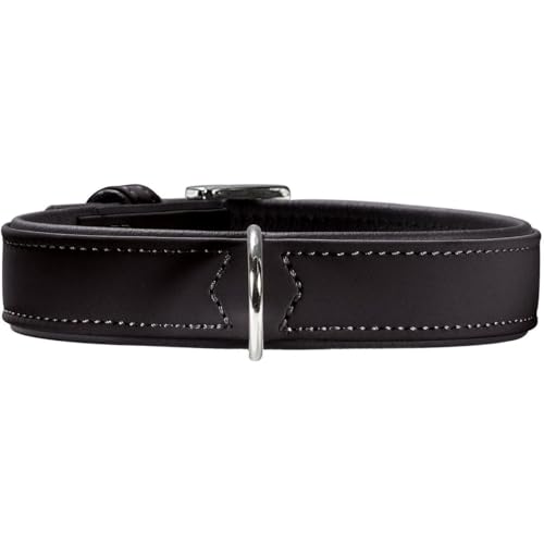 HUNTER SOFTIE Hundehalsband, Kunstleder, samtig, pflegeleicht, 55 (M-L), schwarz von HUNTER