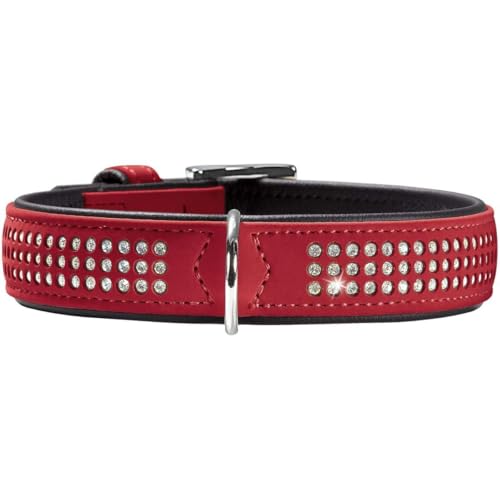 HUNTER SOFTIE TRILUXE Hundehalsband, Kunstleder, glitzernde Strasssteine, 50 (S-M), rot von HUNTER