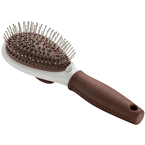 HUNTER SPA Pflegebürste selbstreinigend, für Hunde, 22,5 x 8,0 cm, L, grau / braun von HUNTER