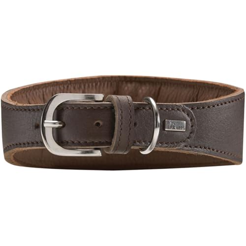 HUNTER SUPER SOFT Windhundhalsband, Leder, gepolstert, 47 (S-M), dunkelbraun von HUNTER