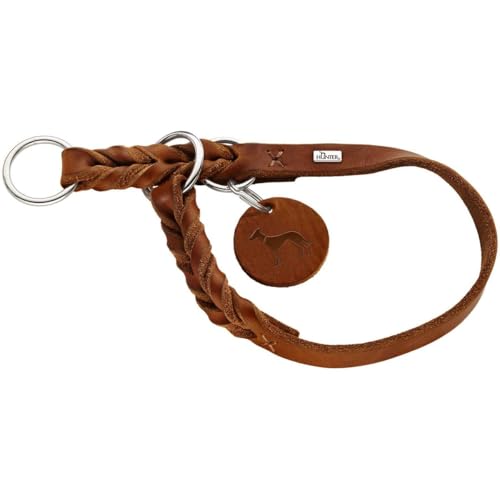 HUNTER SOLID EDUCATION Dressurhalsung für Hunde, Leder, weich, griffig, 55 (M-L), cognac von HUNTER
