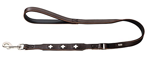 HUNTER Swiss Führleine für Hunde, mit Handschlaufe, schweizer Kreuz, Leder, hochwertig, 1,8/100 cm, braun von HUNTER