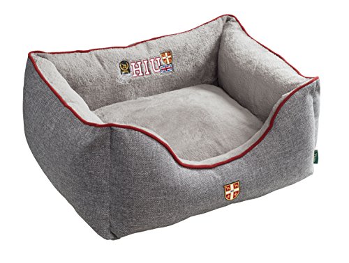 HUNTER Universtity Hundesofa, College-Style, Wendekissen, Plüschbesatz, 100 x 80 cm, grau von HUNTER