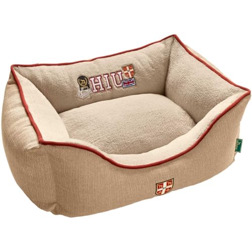 HUNTER Universtity Hundesofa, College-Style, Wendekissen, Plüschbesatz, 80 x 60 cm, beige von HUNTER