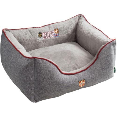 HUNTER Universtity Hundesofa, College-Style, Wendekissen, Plüschbesatz, 80 x 60 cm, grau von HUNTER