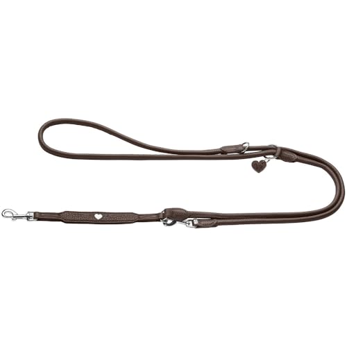 HUNTER Verstellbare Hundeführleine Round & Soft Love, Farbe: braun, weiches Rindnappaleder, rundgelegt, 3-fache Verstellmöglichkeit, eingenähtes Herz, Handarbeit, Made in Germany, Größe: 6/200 von HUNTER