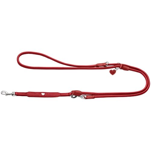 HUNTER Verstellbare Hundeführleine Round & Soft Love, Farbe: rot, weiches Rindnappaleder, rundgelegt, 3-fache Verstellmöglichkeit, eingenähtes Herz, Handarbeit, Made in Germany, Größe: 6/200 von HUNTER