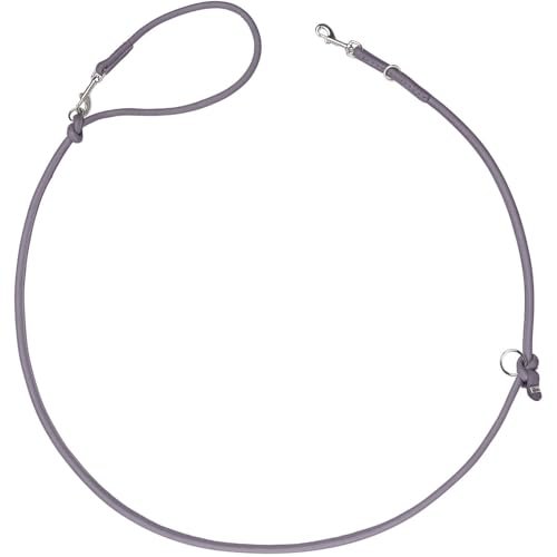 HUNTER Verstellbare Hundeführleine SOHO Round MINI, Farbe: Flieder-grau, Rindsleder, 3-Fach verstellbar, weich & geschmeidig, leicht & robust, für kleine Hunde & Welpen, Made in Germany, Größe: 8/200 von HUNTER