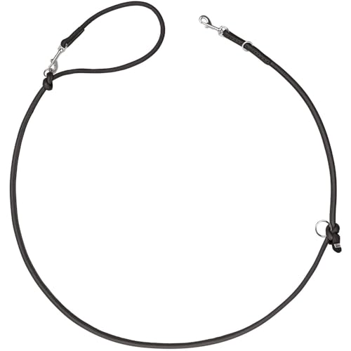 HUNTER Verstellbare Hundeführleine SOHO Round MINI, Farbe: schwarz, Rindsleder, 3-Fach verstellbar, weich & geschmeidig, leicht & robust, für kleine Hunde & Welpen, Made in Germany, Größe: 8/200 von HUNTER