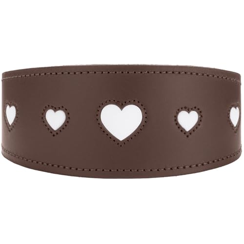 HUNTER Windhundhalsband Love, Farbe: braun/schwarz, weiches, Robustes Rindsleder, einzeln eingenähte Herzen, breitere Form, gepolstert, hoher, Made in Germany, Größe 52 HUNTER Windhundhalsband Love, Farbe: braun/schwarz, weiches, Robustes Rindsleder, einzeln eingenähte Herzen, breitere Form, gepolstert, hoher, Made in Germany, Größe 52 von HUNTER